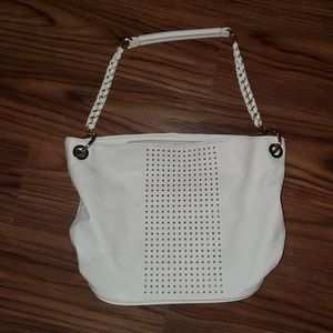 White Studded Shoulder Purse Bag